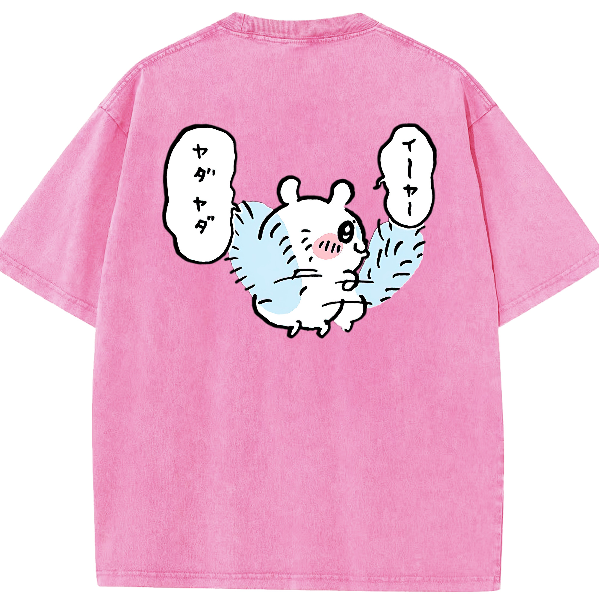 （画像用） ちいかわ モモンガ Chii-kawa Momonga 綿100% ヴィンテージ風 半袖Tシャツ（背面プリント）
